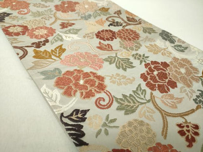 平和屋着物●六通柄袋帯　唐織　花唐草文　金糸　正絹　逸品　DABA1196ps