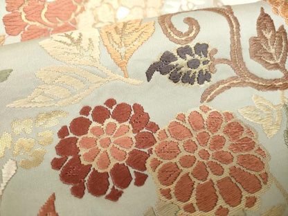 平和屋着物●六通柄袋帯　唐織　花唐草文　金糸　正絹　逸品　DABA1196ps