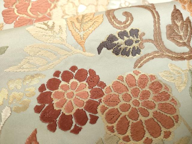 平和屋着物●六通柄袋帯　唐織　花唐草文　金糸　正絹　逸品　DABA1196ps