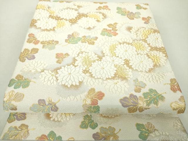 平和屋着物●六通柄袋帯　唐織　作家物　菊文　金銀糸　正絹　逸品　DABA1198ps 平和屋着物○六通柄袋帯 唐織 作家物 菊文 金銀糸 正絹