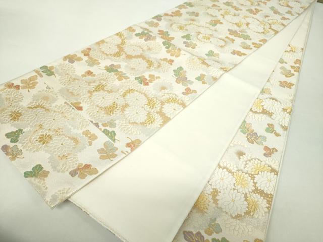 平和屋着物○六通柄袋帯 唐織 作家物 菊文 金銀糸 正絹