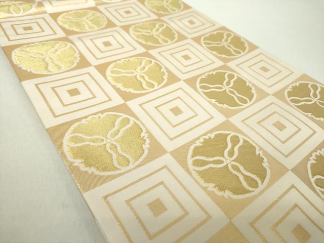 平和屋着物●井筒工芸謹製　全通柄袋帯　市松花文　金糸　正絹　逸品　DABA1201ps