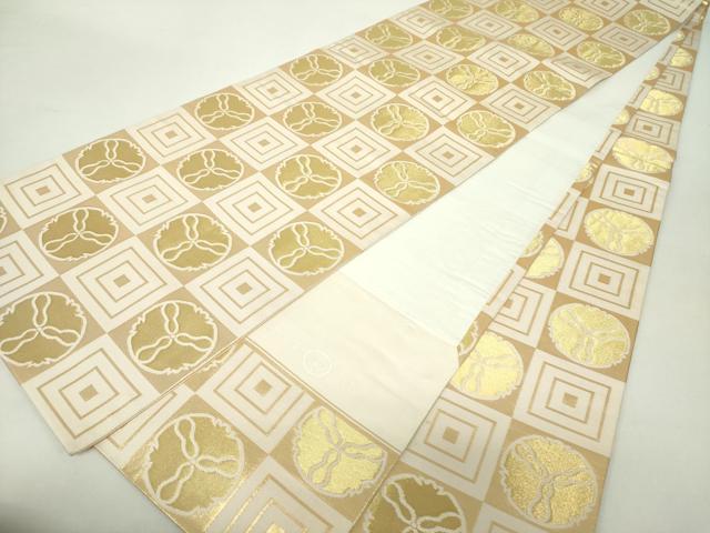 平和屋着物●井筒工芸謹製　全通柄袋帯　市松花文　金糸　正絹　逸品　DABA1201ps