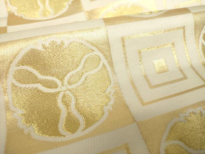 平和屋着物●井筒工芸謹製　全通柄袋帯　市松花文　金糸　正絹　逸品　DABA1201ps