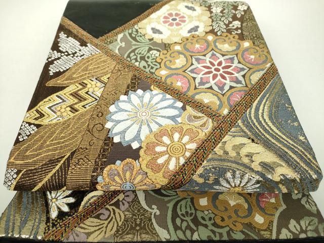 平和屋着物●六通柄袋帯　切嵌　立波正倉院花文　金銀糸　正絹　逸品　DABA1212ps 平和屋着物○六通柄袋帯 切嵌 立波正倉院花文