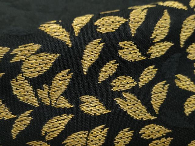 平和屋着物●六通柄袋帯　唐織　舞桜　黒地　金糸　正絹　逸品　DABA1220ps 平和屋着物○六通柄袋帯 唐織 舞桜 黒地 金糸 正絹 逸品 DABA1220ps