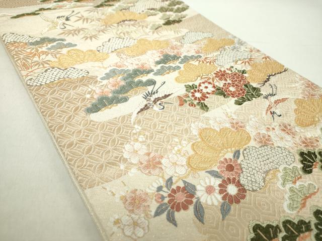 平和屋着物●六通柄袋帯　唐織　錦繍綴　御所松鶴文　金糸　正絹　逸品　DABA1226ps