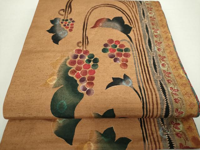 平和屋着物○名匠たかし 全通柄京袋帯 紬地 型染 絞り