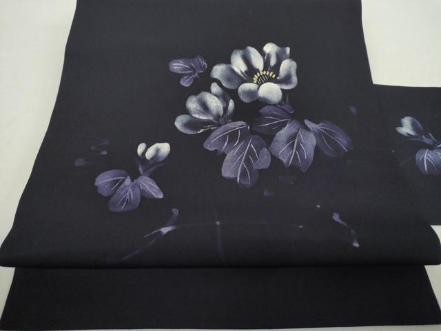 平和屋着物●塩瀬　九寸名古屋帯　手描き　草花文　金彩　正絹　逸品　DABA1252ps 平和屋着物○塩瀬 九寸名古屋帯 手描き 草花文 金彩 正絹 逸品 DABA1252ps