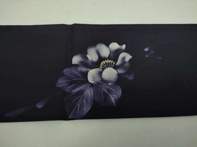 平和屋着物○塩瀬 九寸名古屋帯 手描き 草花文 金彩 正絹 逸品 DABA1252ps