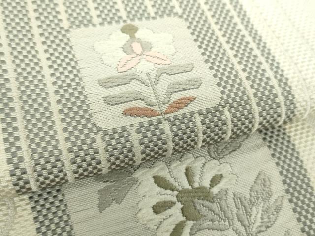 平和屋着物○本場筑前博多織 つけ帯 更紗花文 正絹 逸品 DABA1254ps