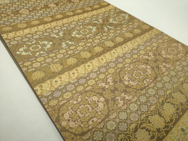 平和屋着物●西陣織　陰山織物謹製　箔屋清兵衛　六通柄袋帯　名物裂花文　金糸　正絹　逸品　未使用　DABA1256ps 平和屋着物○西陣織 陰山織物謹製 箔屋清兵衛 六通柄袋帯