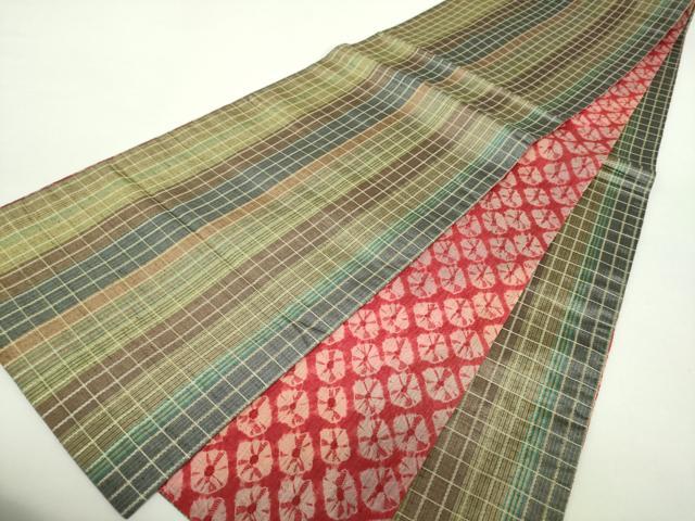 平和屋着物○両面 全通柄袋帯 紬地 間道 正絹 逸品 未