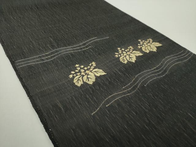 平和屋着物▽太鼓柄袋帯　黄金繭　スリーシーズン帯　春　夏　秋　すくい織　桐　黒地　金糸　正絹　逸品　DABA1284ps