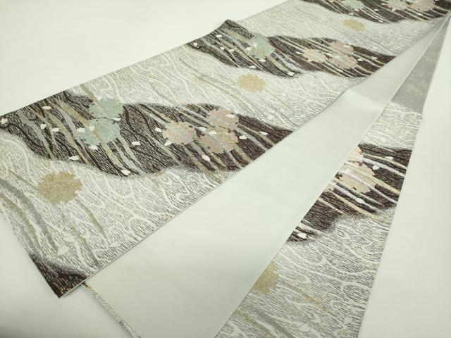 平和屋着物●六通柄袋帯　迎春波　金銀糸　正絹　逸品　DABA1294ps