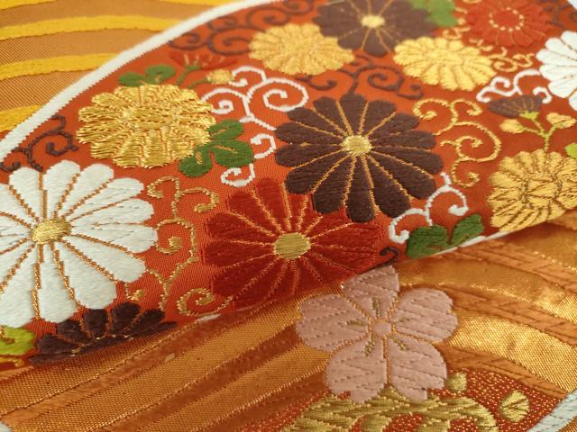 平和屋着物○西陣 河合美術織物謹製 六通柄袋帯 唐織 立波花