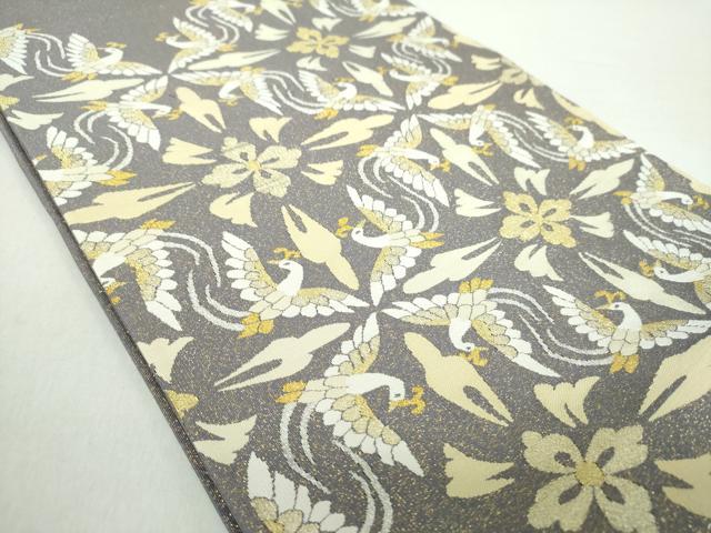 平和屋着物●爪掻き本綴れ　六通柄袋帯　花鳥菱文　金銀糸　正絹　逸品　DABA1305ps
