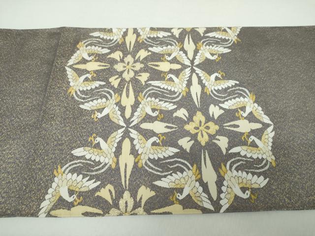 平和屋着物●爪掻き本綴れ　六通柄袋帯　花鳥菱文　金銀糸　正絹　逸品　DABA1305ps