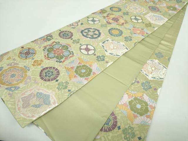 平和屋着物●六通柄袋帯　唐織　輪奈織　亀甲花文　金糸　正絹　逸品　DABA1310ps