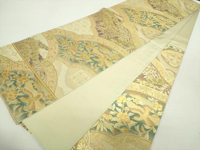 平和屋着物○西陣 川島織物 六通柄 本袋帯 花鳥文 金糸 正絹