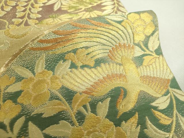 平和屋着物○西陣 川島織物 六通柄 本袋帯 花鳥文 金糸 正絹