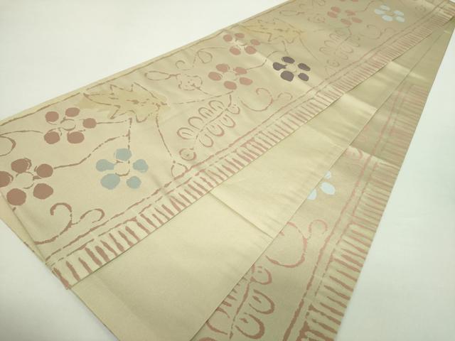 平和屋着物●六通柄袋帯　草花文　金糸　正絹　逸品　DABA1322ps