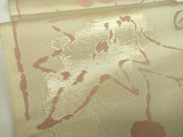 平和屋着物●六通柄袋帯　草花文　金糸　正絹　逸品　DABA1322ps 平和屋着物○六通柄袋帯 草花文 金糸 正絹 逸品 DABA1322ps