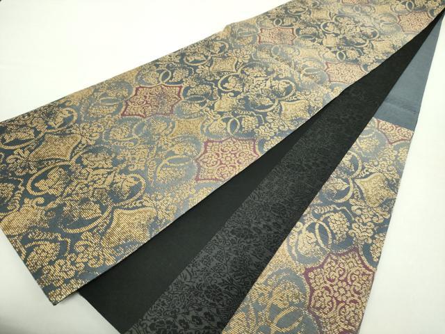 平和屋着物○両面 六通柄袋帯 葡萄唐草 金糸 正絹 逸品 未使用