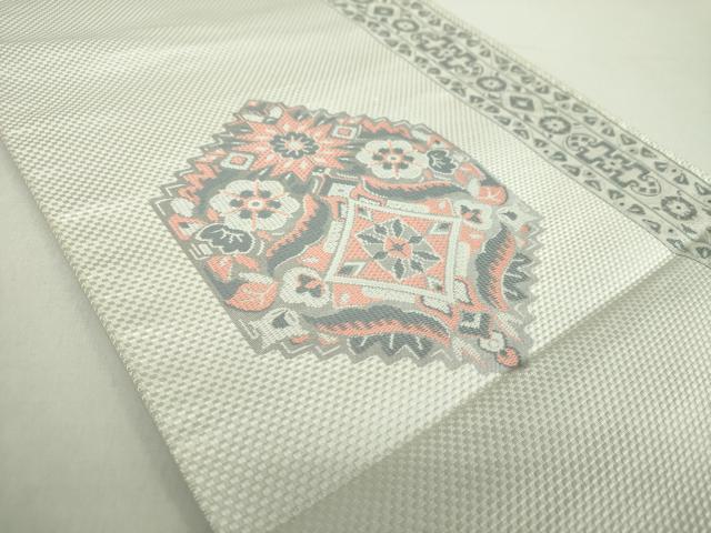 平和屋着物●本場筑前博多織 八寸名古屋帯 洋花文 正絹 逸品 DABA1336ps