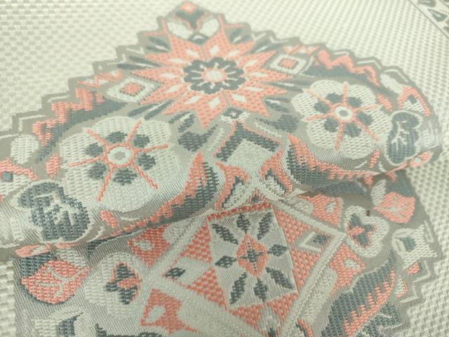 平和屋着物●本場筑前博多織 八寸名古屋帯 洋花文 正絹 逸品 DABA1336ps