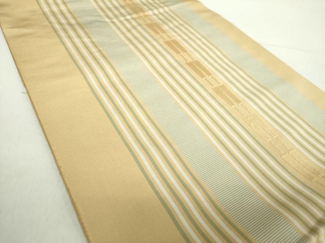 平和屋着物●本場筑前博多織　八寸名古屋帯　間道　正絹　逸品　DABA1339ps