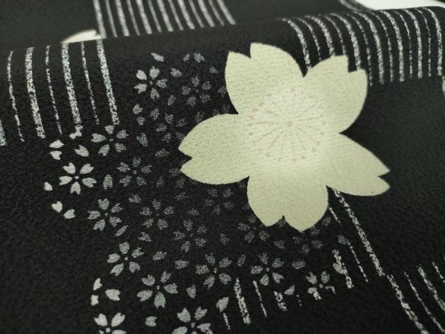 平和屋着物○九寸名古屋帯 舞桜 黒地 正絹 逸品 DABA1362ps