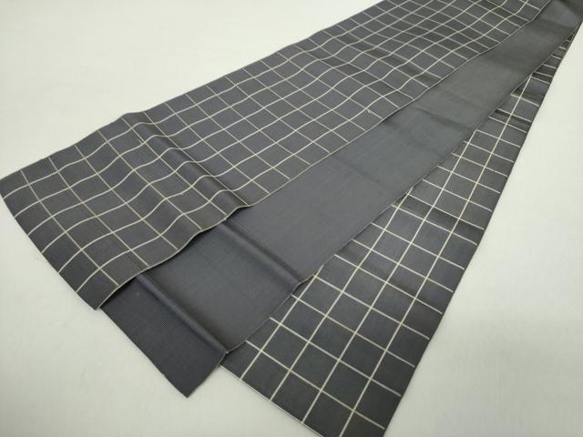 平和屋着物○本場筑前博多織 半幅帯 格子 正絹 逸品 DABA1366ps