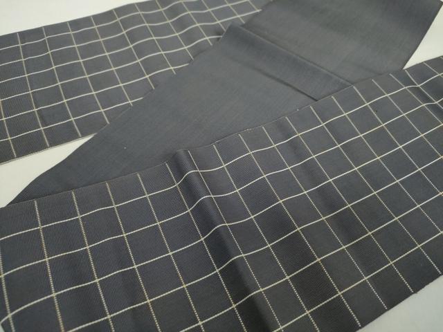 平和屋着物●本場筑前博多織　半幅帯　格子　正絹　逸品　DABA1366ps 平和屋着物○本場筑前博多織 半幅帯 格子 正絹 逸品 DABA1366ps