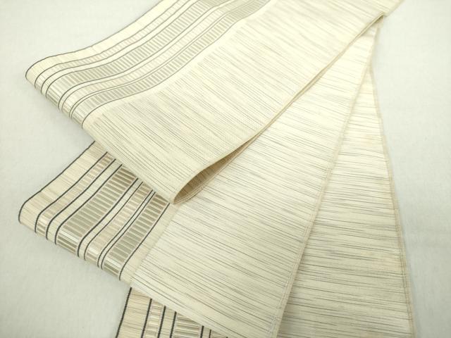 平和屋着物○本場筑前博多織 両面 半幅帯 間道 正絹 逸品 DABA1369ps