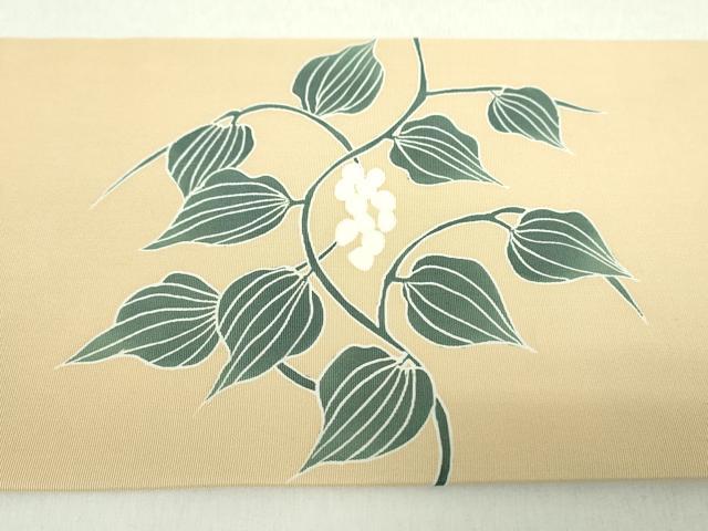 平和屋着物○塩瀬 九寸名古屋帯 刺繍 草花文 正絹 逸品 DABA1386ps