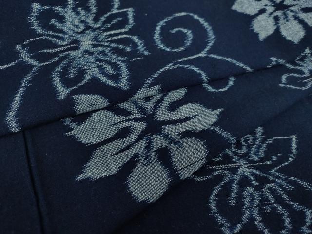 平和屋着物○久留米絣 単衣 花唐草文 綿 逸品 DABA1392ps