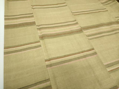 平和屋着物●上質な紬　横段文　正絹　逸品　未使用　DABA1401ps