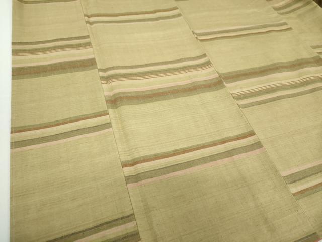 平和屋着物●上質な紬　横段文　正絹　逸品　未使用　DABA1401ps