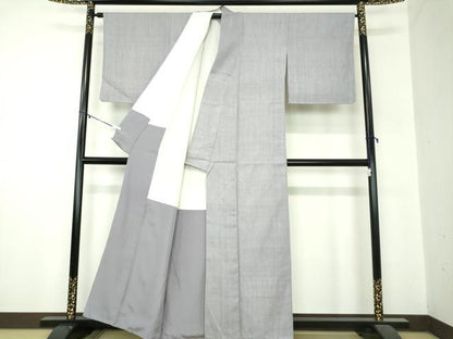 平和屋着物●本場結城紬　重要無形文化財　色無地　藤鼠色　正絹　逸品　DABA1402ps
