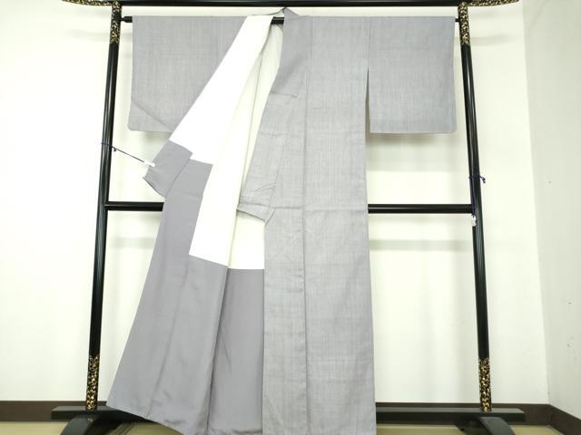 平和屋着物●本場結城紬　重要無形文化財　色無地　藤鼠色　正絹　逸品　DABA1402ps