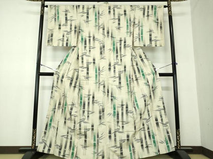 平和屋着物●上質な紬　笹竹文　松坂屋扱い　正絹　逸品　DABA1407ps