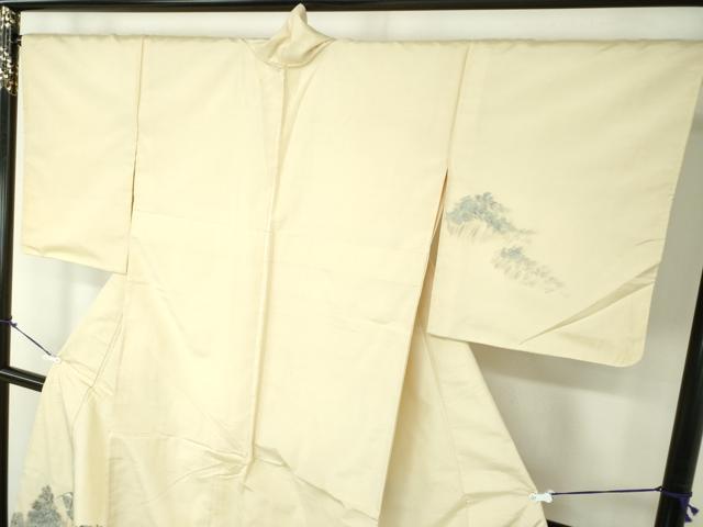 平和屋着物●訪問着　紬地　作家物　手描き　風景文　正絹　逸品　DABA1416ps
