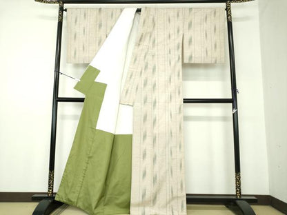 平和屋着物●ぜんまい紬 変わり間道 正絹 逸品 DABA1422ps