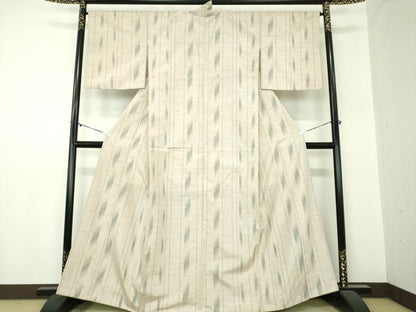 平和屋着物●ぜんまい紬 変わり間道 正絹 逸品 DABA1422ps