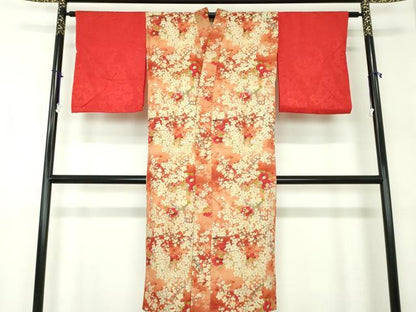 平和屋着物●アンティーク　大正ロマン　長襦袢　袷　枝梅　椿　正絹　逸品　DABA1439ps
