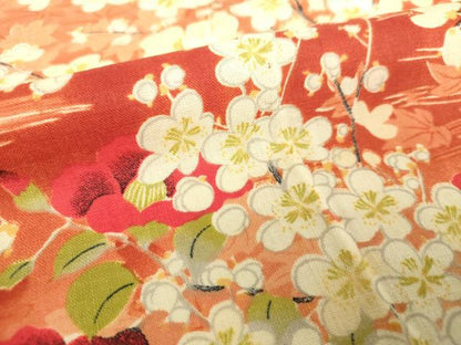 平和屋着物●アンティーク　大正ロマン　長襦袢　袷　枝梅　椿　正絹　逸品　DABA1439ps