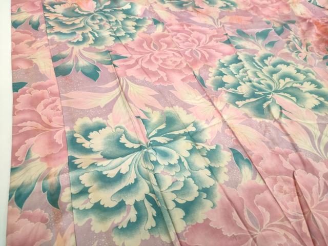 平和屋着物○アンティーク 大正ロマン 長襦袢 袷 牡丹文 正絹 逸品