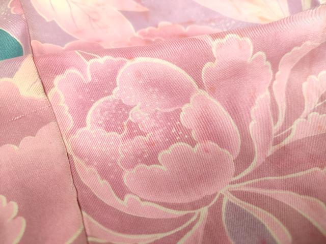 平和屋着物●アンティーク　大正ロマン　長襦袢　袷　牡丹文　正絹　逸品　DABA1441ps 平和屋着物○アンティーク 大正ロマン 長襦袢 袷 牡丹文 正絹 逸品