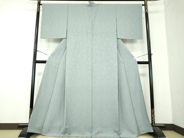 平和屋着物●上質な色無地　作家物　市松宝尽くし地紋　濃鼠色　鈴乃屋扱い　正絹　逸品　DAAZ0491ps 平和屋着物○上質な色無地花唐草地紋 藍鼠色 正絹 逸品